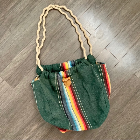 Vintage Style Green Bag with Rope straps - Picture 1 of 5